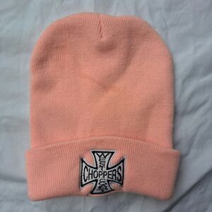 West Coast Chopper Pink Beanie Hat Cap Vintage Motorcycle Custom Bike